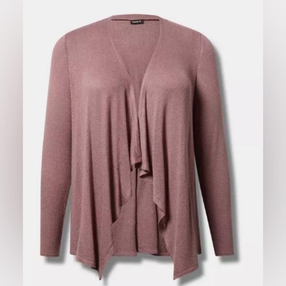 Torrid Open-Front Lightweight Drape Cardigan - Dusty Rose - Size 6X - NWOT! - Picture 7 of 11